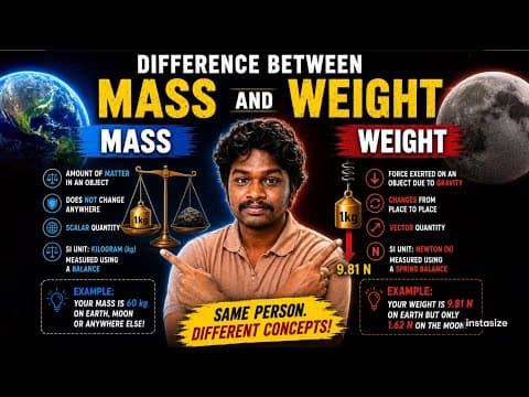 DIFFERENCE BETWEEN MASS AND WEIGHT EXPLAINED SIMPLY | IN TAMIL